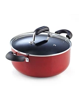 Cook N Home Stay Cool Handle Pattern 12-Piece Nonstick Cookware Set, Marble Red