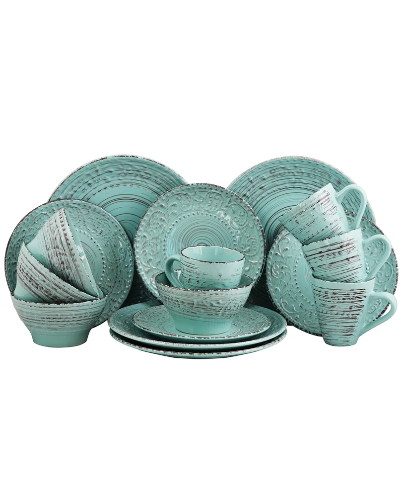 Elama Malibu Waves 16 Pc. Dinnerware Set, Service for 4