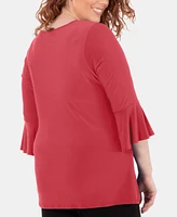 Ny Collection Plus Size Bell-Sleeve Side-Tie Top