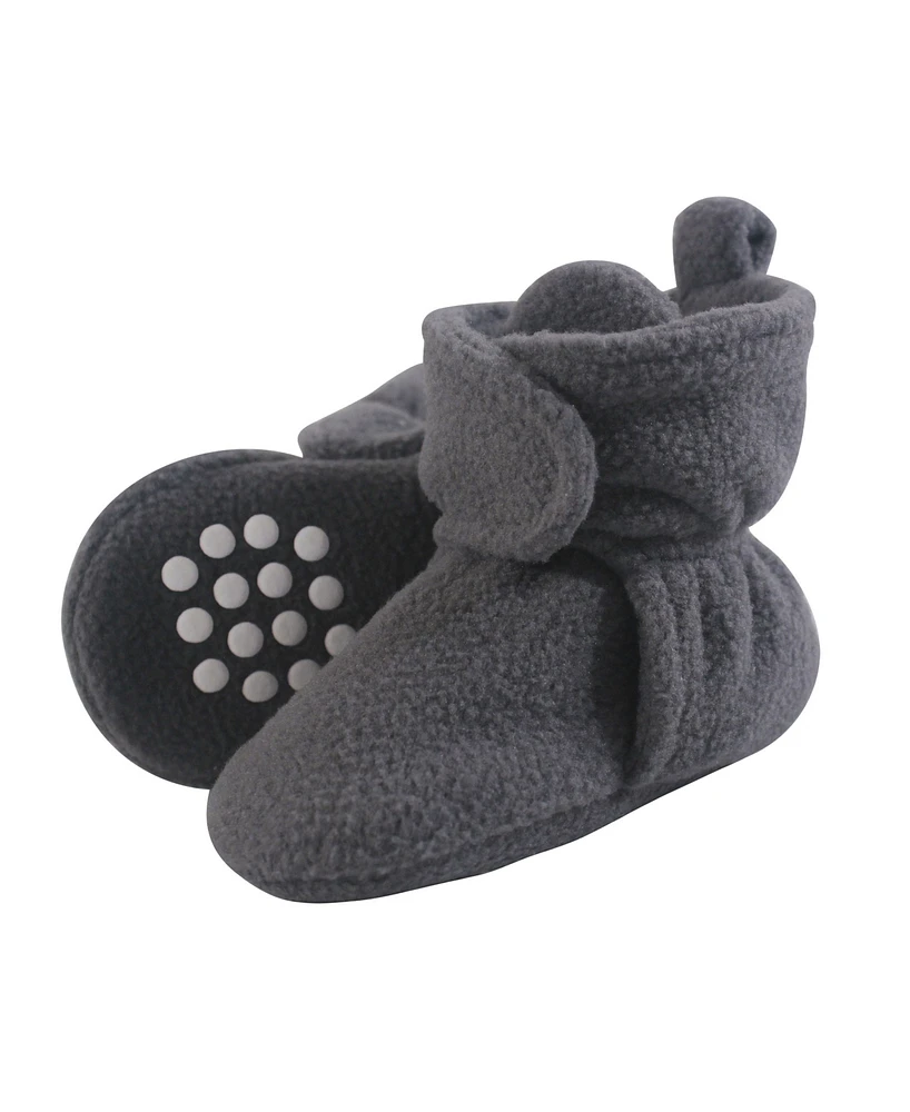 Luvable Friends Baby Girls Cozy Fleece Booties, Light Pink Dark Pink, Months