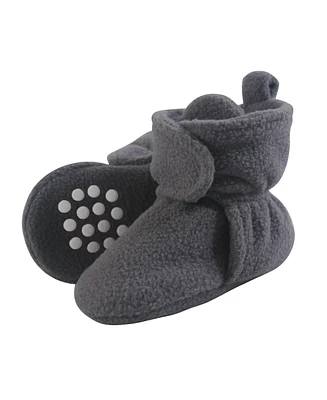 Luvable Friends Baby Girls Cozy Fleece Booties, Light Pink Dark Pink, Months