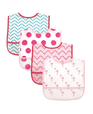 Luvable Friends Baby Girl Waterproof Peva Bibs 4pk, One Size