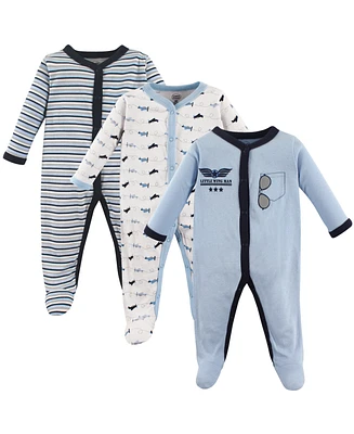 Luvable Friends Baby Boys Cotton Snap Sleep and Play 3pk