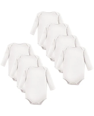 Luvable Friends Cotton Long-Sleeve Bodysuits 7pk, White, Months