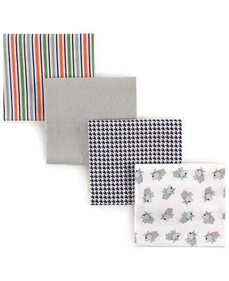 Luvable Friends Baby Boy Cotton Flannel Receiving Blankets, Train 4-Pack, One