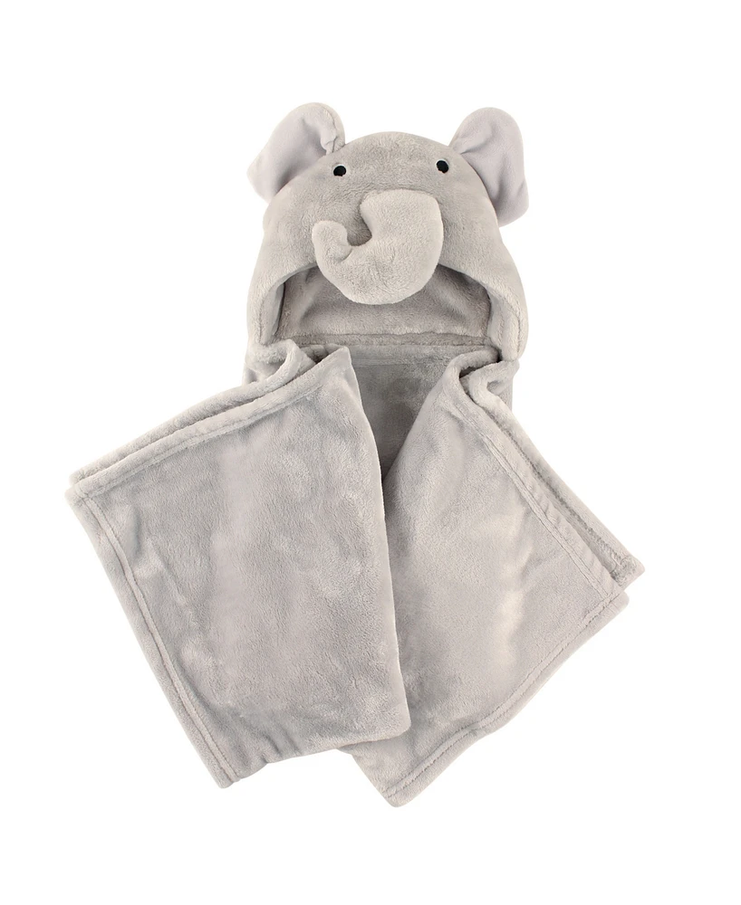 Hudson Baby Infant Hooded Animal Face Plush Blanket, Yellow Ducks, One