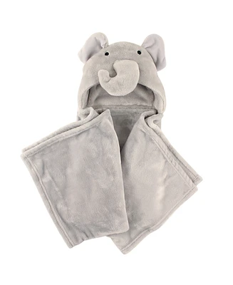 Hudson Baby Infant Hooded Animal Face Plush Blanket, Yellow Ducks, One