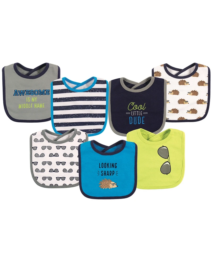 Hudson Baby Drooler Bibs, 7-Pack, Hedgehog, One Size