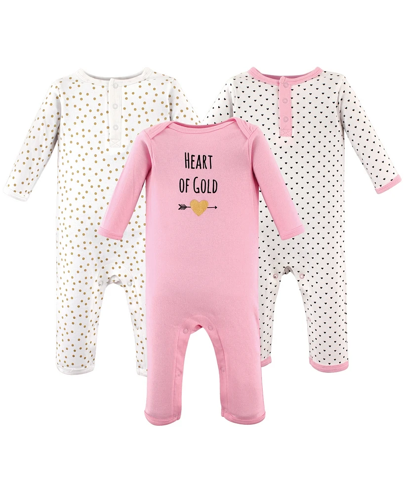 Hudson Baby Girls Cotton Coveralls 3pk