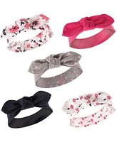 Hudson Baby Girls Cotton Headbands 5pk, Houndstooth, 0-24 Months