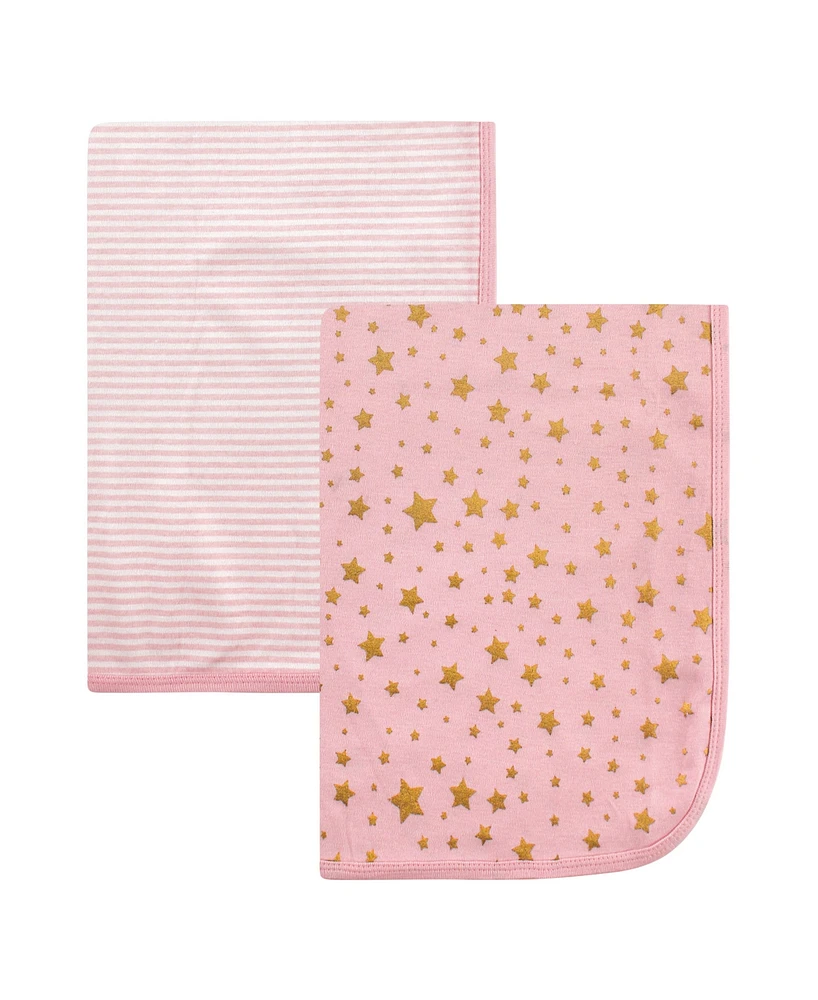 Hudson Baby Infant Girl Cotton Swaddle Blankets, Coral Unicorn, One