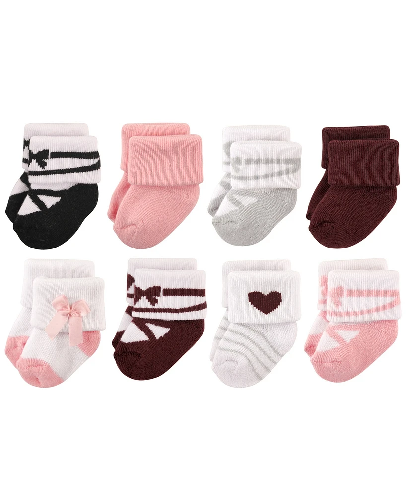 Hudson Baby Girls Cotton Rich Newborn and Terry Socks, Bows