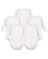 Hudson Baby Cotton Long-Sleeve Bodysuits 5pk, White, 18-24 Months