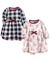 Touched by Nature Little Girls Organic Cotton Long-Sleeve Dresses 2pk