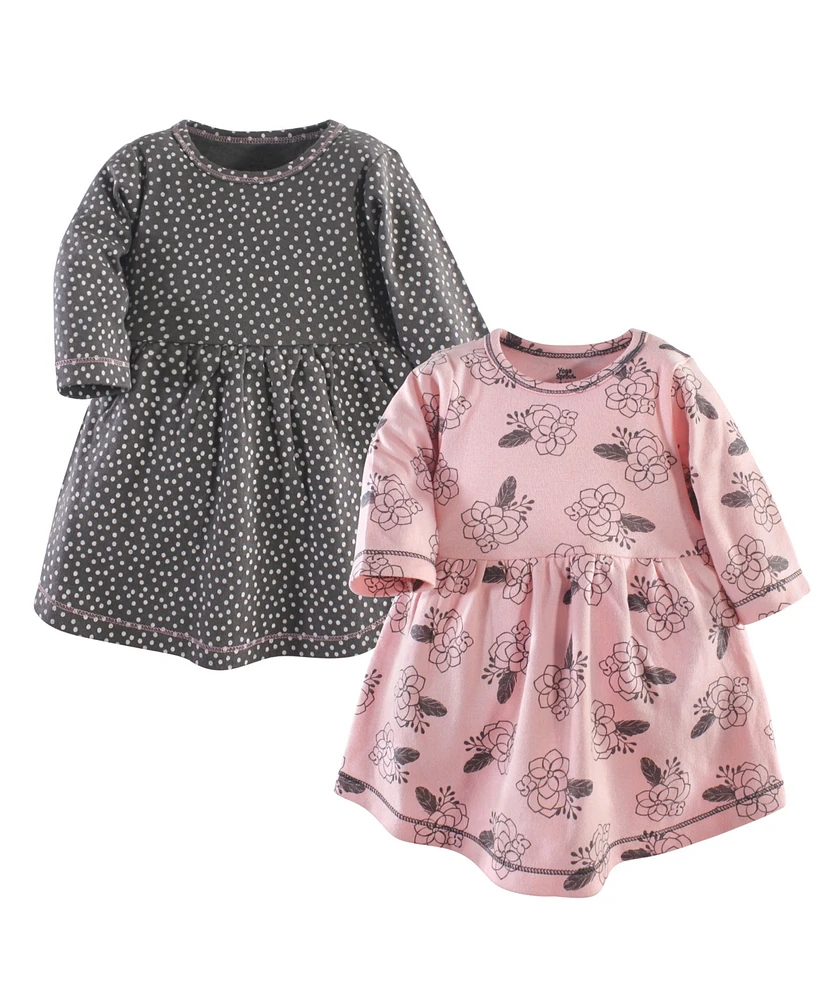 Yoga Sprout Toddler Girls Cotton Long-Sleeve Dresses 2pk, Ikat, 4