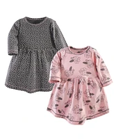 Yoga Sprout Toddler Girls Cotton Long-Sleeve Dresses 2pk, Ikat, 4