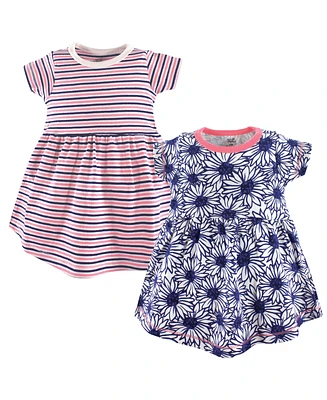 Touched by Nature Toddler Girls Organic Cotton Short-Sleeve Dresses 2pk, Daisy, 3