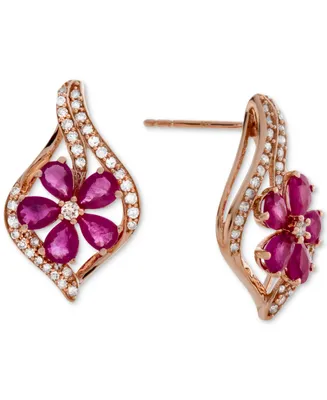Ruby (1-9/10 ct. t.w.) & Diamond (1/3 ct. t.w.) Stud Earrings