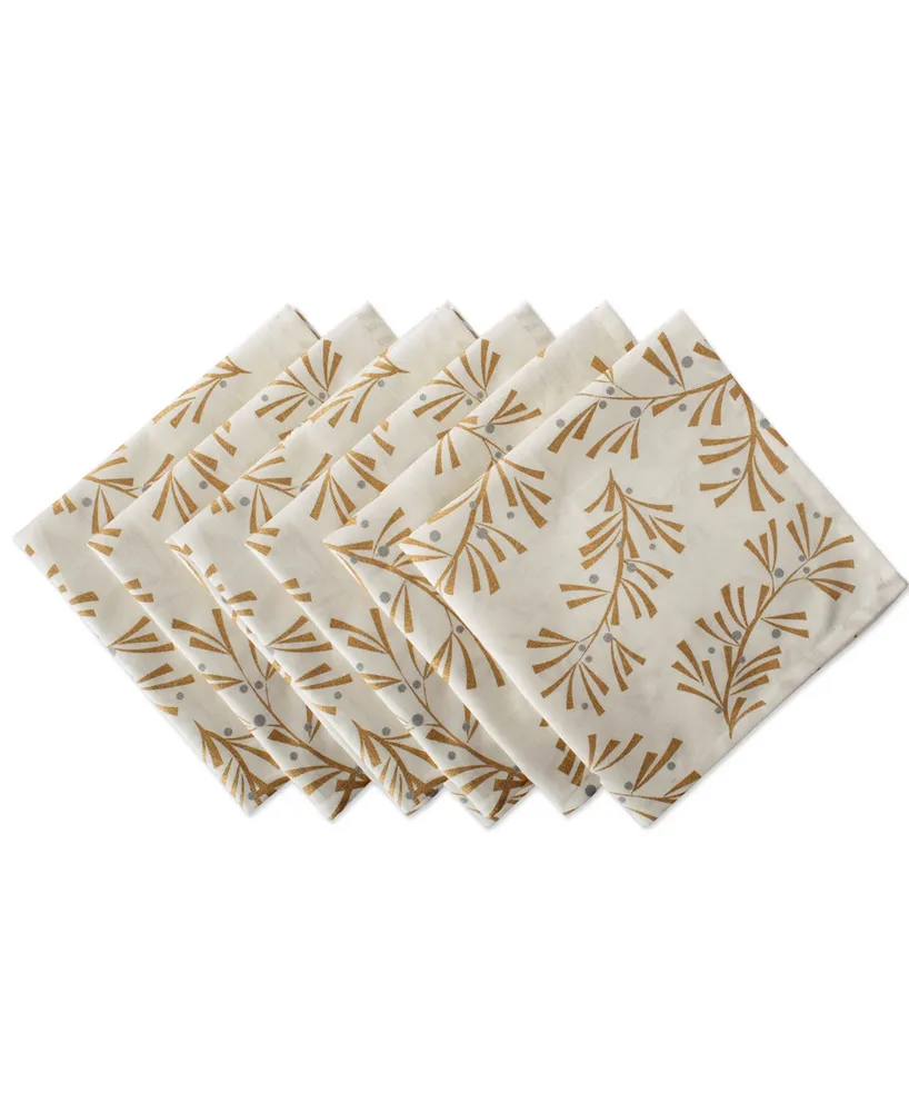 Metallic Holly Leaves Napkin, Set of 6