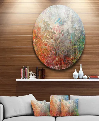 Designart 'Board Stained Abstract Art' Disc Abstract Circle Metal Wall Art - 23" x 23"