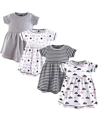 Hudson Baby Girls Cotton Short-Sleeve Dresses 4pk, Moon And Back, 6-9 Months