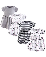 Hudson Baby Girls Cotton Short-Sleeve Dresses 4pk, Moon And Back, 6-9 Months
