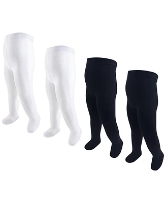 Hudson Baby Girls Cotton Rich Tights, Red Navy, 18-24 Months
