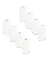 Touched by Nature Baby Boys Cotton Sleeveless Bodysuits 8pk, White, 18-24 Months