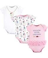 Little Treasure Big Girls Plus Cotton Bodysuits 3pk, Happy Rainbow, 18-24 Months