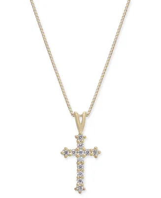 Diamond Cross 18" Pendant Necklace (1/10 ct. t.w.) 14k Gold