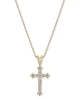 Diamond Cross 18" Pendant Necklace (1/10 ct. t.w.) 14k Gold