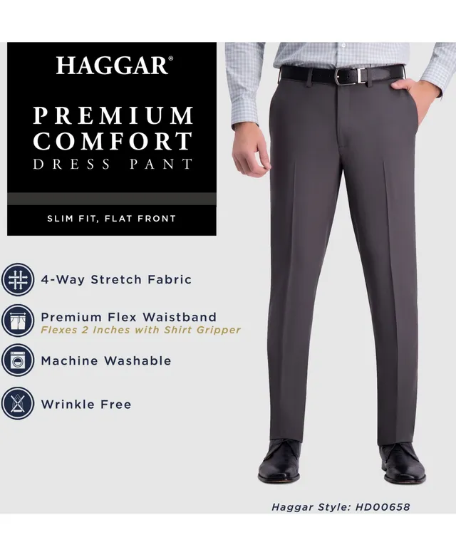 Haggar Men's Performance Comfort Stretch Flat Front Dress Pant