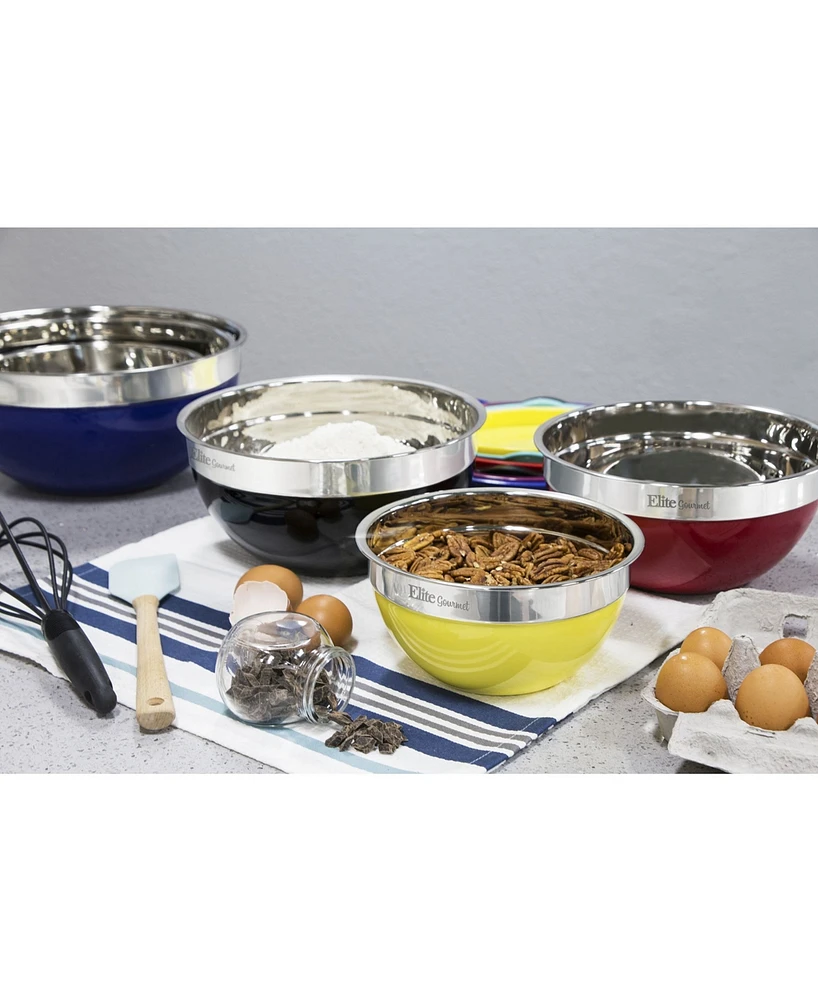 Elite Gourmet 12-Pc. Colored Mixing Bowl Set