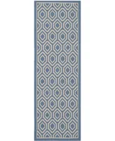 Safavieh Courtyard MSR1125 Blue and Beige 2'3" x 6'7" Runner Outdoor Area Rug