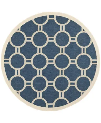 Safavieh Courtyard CY6924 Navy and Beige 5'3" x 5'3" Sisal Weave Round Outdoor Area Rug