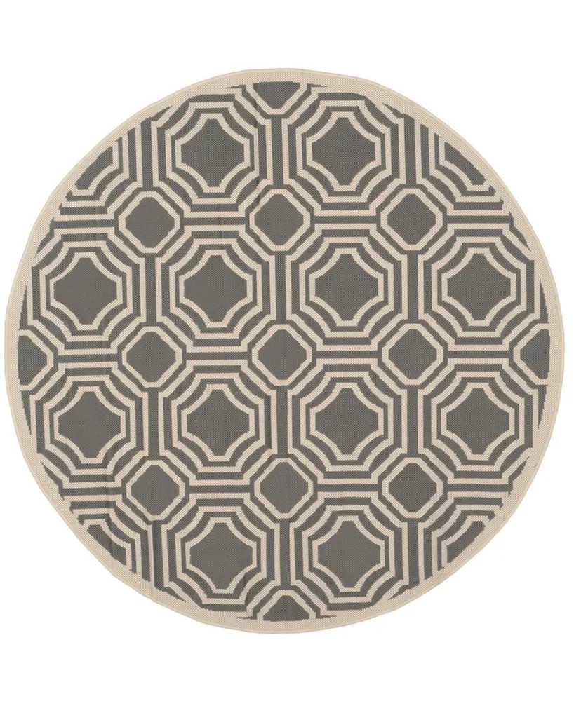 Safavieh Courtyard CY6112 Anthracite and Beige 5'3" x 5'3" Round Outdoor Area Rug