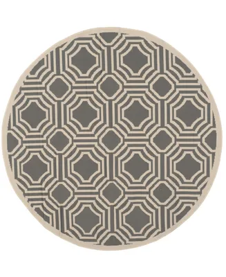 Safavieh Courtyard CY6112 Anthracite and Beige 5'3" x 5'3" Round Outdoor Area Rug