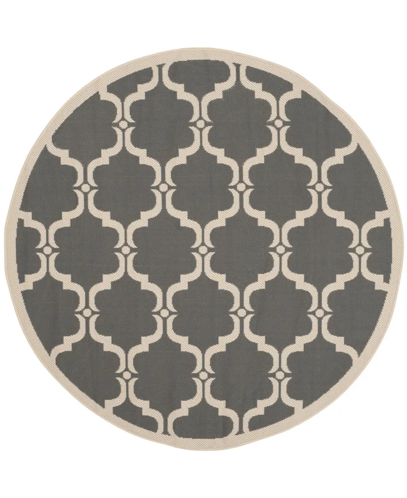 Safavieh Courtyard CY6009 Anthracite and Beige 5'3" x 5'3" Sisal Weave Round Outdoor Area Rug