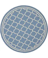 Safavieh Courtyard CY6918 Blue and Beige 6'7" x 6'7" Sisal Weave Round Outdoor Area Rug