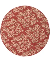 Safavieh Courtyard CY6930 Red and Creme 5'3" x 5'3" Round Outdoor Area Rug