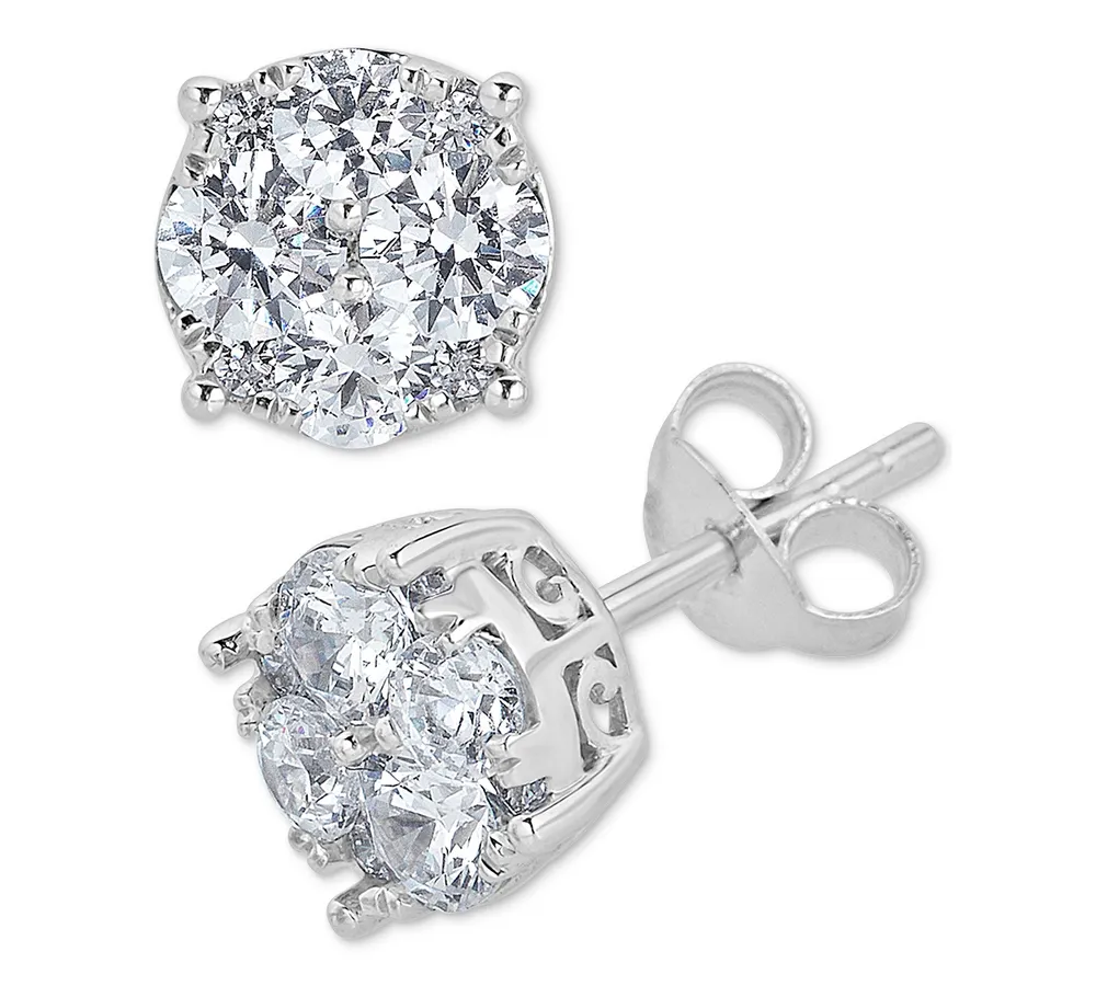 Diamond Cluster Stud Earrings (1 ct. t.w.) in 14k White Gold