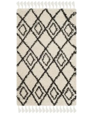 Safavieh Moroccan Fringe Shag MFG244 Cream and Charcoal 3' X 5' Area Rug