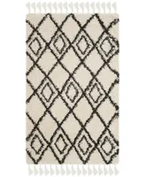 Safavieh Moroccan Fringe Shag MFG244 Cream and Charcoal 3' X 5' Area Rug