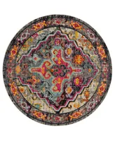 Safavieh Monaco MNC247 Gray and Fuchsia 6'7" x 6'7" Round Area Rug