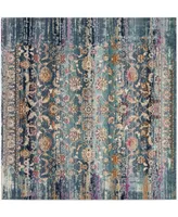 Safavieh Baldwin BDN192 Teal and Beige 6'7" x 6'7" Square Area Rug