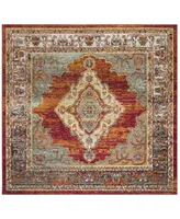 Safavieh Crystal CRS500 Orange and Light Blue 7' x 7' Square Area Rug