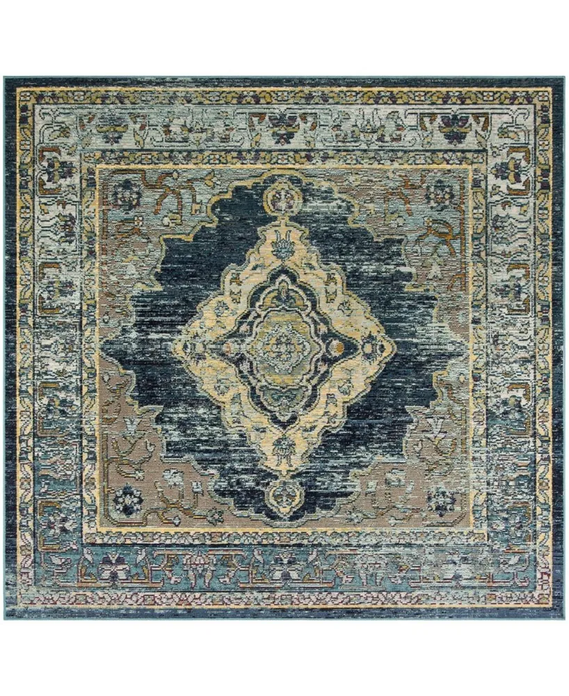 Safavieh Crystal CRS500 Blue and Yellow 7' x 7' Square Area Rug