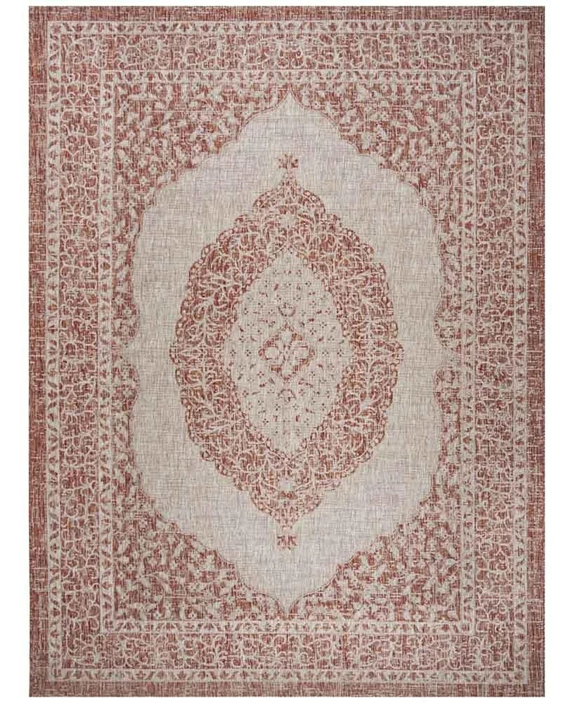 Safavieh Courtyard CY8751 Light Beige and Terracotta 8' x 11' Sisal Weave Outdoor Area Rug