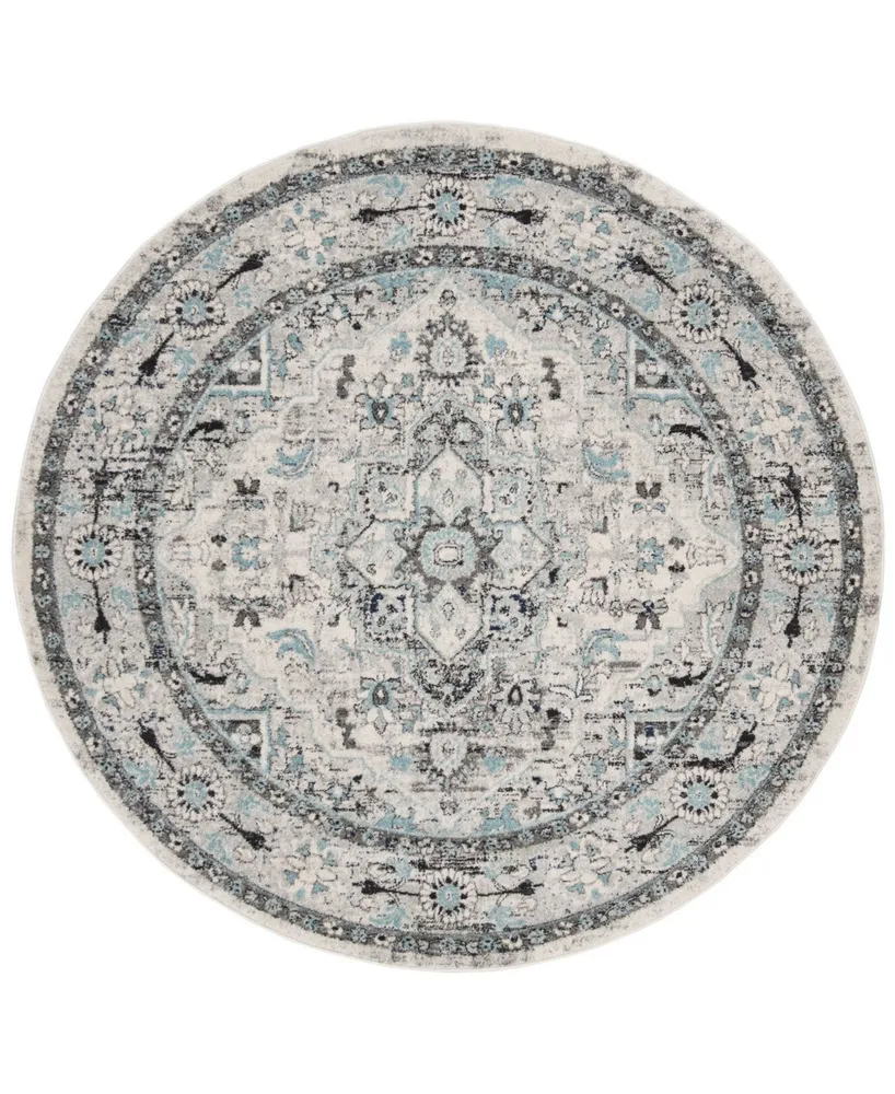 Safavieh Madison MAD924 Light Gray and Blue 6'7" x 6'7" Round Area Rug