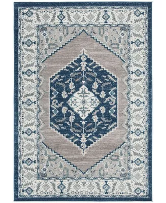 Safavieh Madison MAD503 Navy and Gray 6'7" x 6'7" Square Area Rug